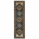 2' X 8' Blue And Beige Oriental Power Loom Runner Rug With Fringe - Homeroots - Flyclothing LLC