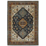 6' X 9' Blue Red Beige Orange Gold And Tan Oriental Power Loom Stain Resistant Area Rug With Fringe - Homeroots - Flyclothing LLC