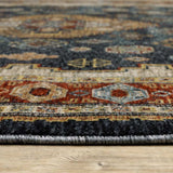 8' X 11' Blue Red Beige Orange Gold And Tan Oriental Power Loom Stain Resistant Area Rug With Fringe - Homeroots - Flyclothing LLC