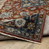 2' X 8' Blue Beige Tan Brown Gold And Rust Red Oriental Power Loom Stain Resistant Runner Rug With Fringe - Homeroots - Flyclothing LLC