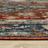 10' X 13' Blue Beige Tan Brown Gold And Rust Red Oriental Power Loom Stain Resistant Area Rug With Fringe - Homeroots - Flyclothing LLC