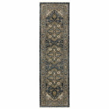 8' Blue and Green Oriental Power Loom Runner Rug - Homeroots - Flyclothing LLC