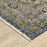 2' X 3' Blue Taupe Grey Green Rust Tan Beige And Gold Oriental Power Loom Stain Resistant Area Rug With Fringe - Homeroots - Flyclothing LLC