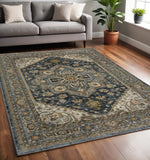 5' X 8' Blue And Green Oriental Power Loom Area Rug With Fringe - Homeroots - Flyclothing LLC