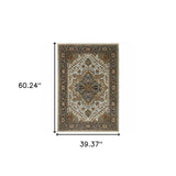 Brown And Ivory Oriental Power Loom Area Rug With Fringe - Homeroots - Flyclothing LLC