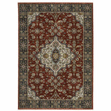 Blue And Red Oriental Power Loom Area Rug With Fringe - Homeroots - Flyclothing LLC