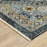 2' X 8' Blue Gold Ivory And Navy Oriental Power Loom Stain Resistant Runner Rug With Fringe - Homeroots - Flyclothing LLC