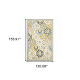 10' X 13' Blue Green Gold Navy And Ivory Geometric Tufted Handmade Stain Resistant Area Rug - Homeroots - Flyclothing LLC