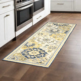 8' Runner Blue and Beige Geometric Hand Tufted Runner Rug - Homeroots - Flyclothing LLC