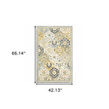 4' X 6' Blue Green Gold Navy And Ivory Geometric Tufted Handmade Stain Resistant Area Rug - Homeroots - Flyclothing LLC