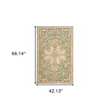 4' X 6' Blue Green Clay And Gold Oriental Tufted Handmade Stain Resistant Area Rug - Homeroots - Flyclothing LLC