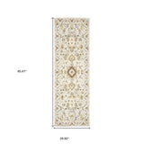 2' X 8' Ivory Beige Gold And Muted Grey Oriental Tufted Handmade Stain Resistant Runner Rug - Homeroots - Flyclothing LLC