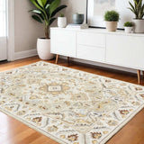 4' X 6' Ivory Beige Gold And Muted Grey Oriental Tufted Handmade Stain Resistant Area Rug - Homeroots - Flyclothing LLC