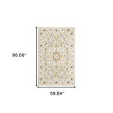 5' X 8' Ivory Beige Gold And Muted Grey Oriental Tufted Handmade Stain Resistant Area Rug - Homeroots - Flyclothing LLC