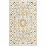 8' X 10' Ivory Beige Gold And Muted Grey Oriental Tufted Handmade Stain Resistant Area Rug - Homeroots - Flyclothing LLC