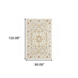 8' X 10' Ivory Beige Gold And Muted Grey Oriental Tufted Handmade Stain Resistant Area Rug - Homeroots - Flyclothing LLC