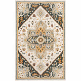 10' X 13' Ivory Charcoal Gold Clay And Muted Blue Oriental Tufted Handmade Stain Resistant Area Rug - Homeroots - Flyclothing LLC
