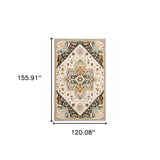 10' X 13' Ivory Charcoal Gold Clay And Muted Blue Oriental Tufted Handmade Stain Resistant Area Rug - Homeroots - Flyclothing LLC