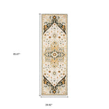8' Ivory and Black Oriental Handmade Runner Rug - Homeroots - Flyclothing LLC