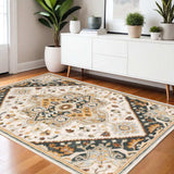 4' X 6' Ivory Charcoal Gold Clay And Muted Blue Oriental Tufted Handmade Stain Resistant Area Rug - Homeroots - Flyclothing LLC