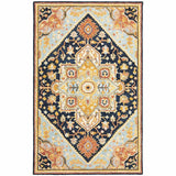10' X 13' Navy Rust Blue Ivory And Gold Oriental Tufted Handmade Stain Resistant Area Rug - Homeroots - Flyclothing LLC