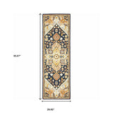 2' X 8' Navy Rust Blue Ivory And Gold Oriental Tufted Handmade Stain Resistant Runner Rug - Homeroots - Flyclothing LLC