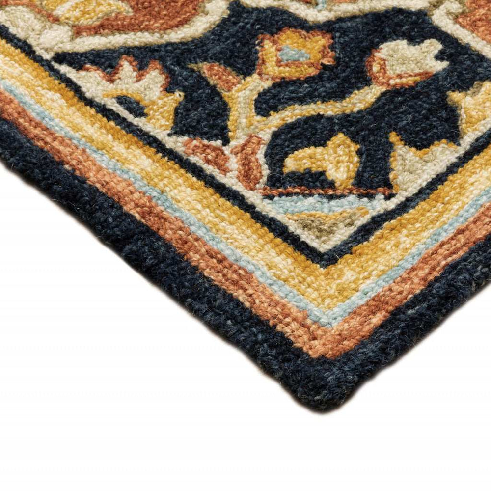 4' X 6' Navy Rust Blue Ivory And Gold Oriental Tufted Handmade Stain Resistant Area Rug - Homeroots - Flyclothing LLC
