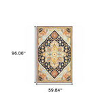 5' X 8' Navy Rust Blue Ivory And Gold Oriental Tufted Handmade Stain Resistant Area Rug - Homeroots - Flyclothing LLC