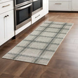 8' Runner Gray Geometric Power Loom Runner Rug - Homeroots - Flyclothing LLC