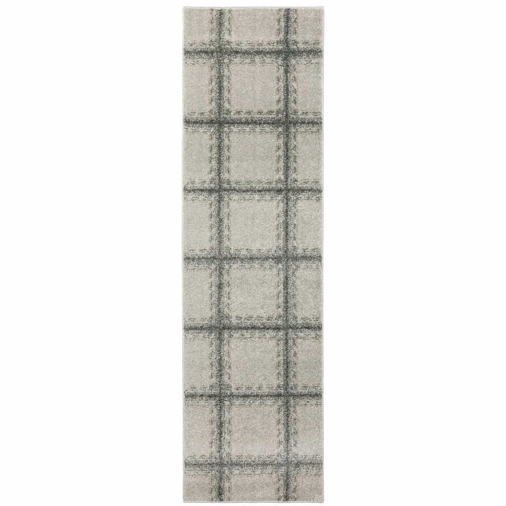 8' Runner Gray Geometric Power Loom Runner Rug - Homeroots - Flyclothing LLC