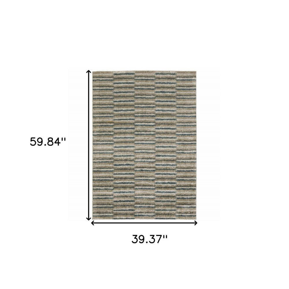 3' X 5' Teal Blue Geometric Power Loom Area Rug - Homeroots - Flyclothing LLC