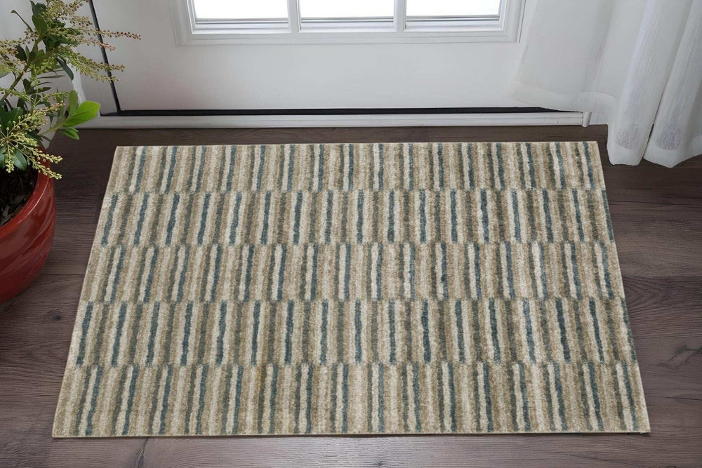 3' X 5' Teal Blue Geometric Power Loom Area Rug - Homeroots - Flyclothing LLC