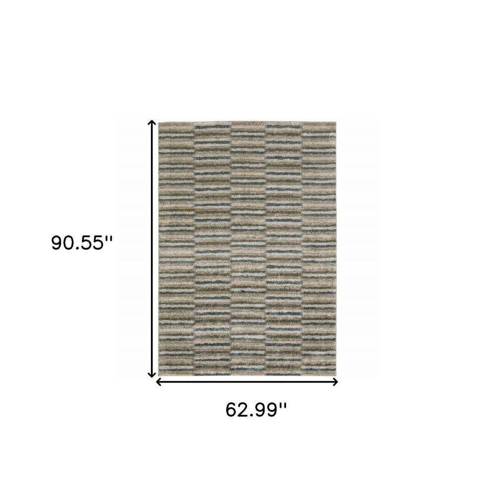 5' X 8' Teal Blue Geometric Power Loom Area Rug - Homeroots - Flyclothing LLC