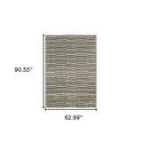 5' X 8' Teal Blue Geometric Power Loom Area Rug - Homeroots - Flyclothing LLC