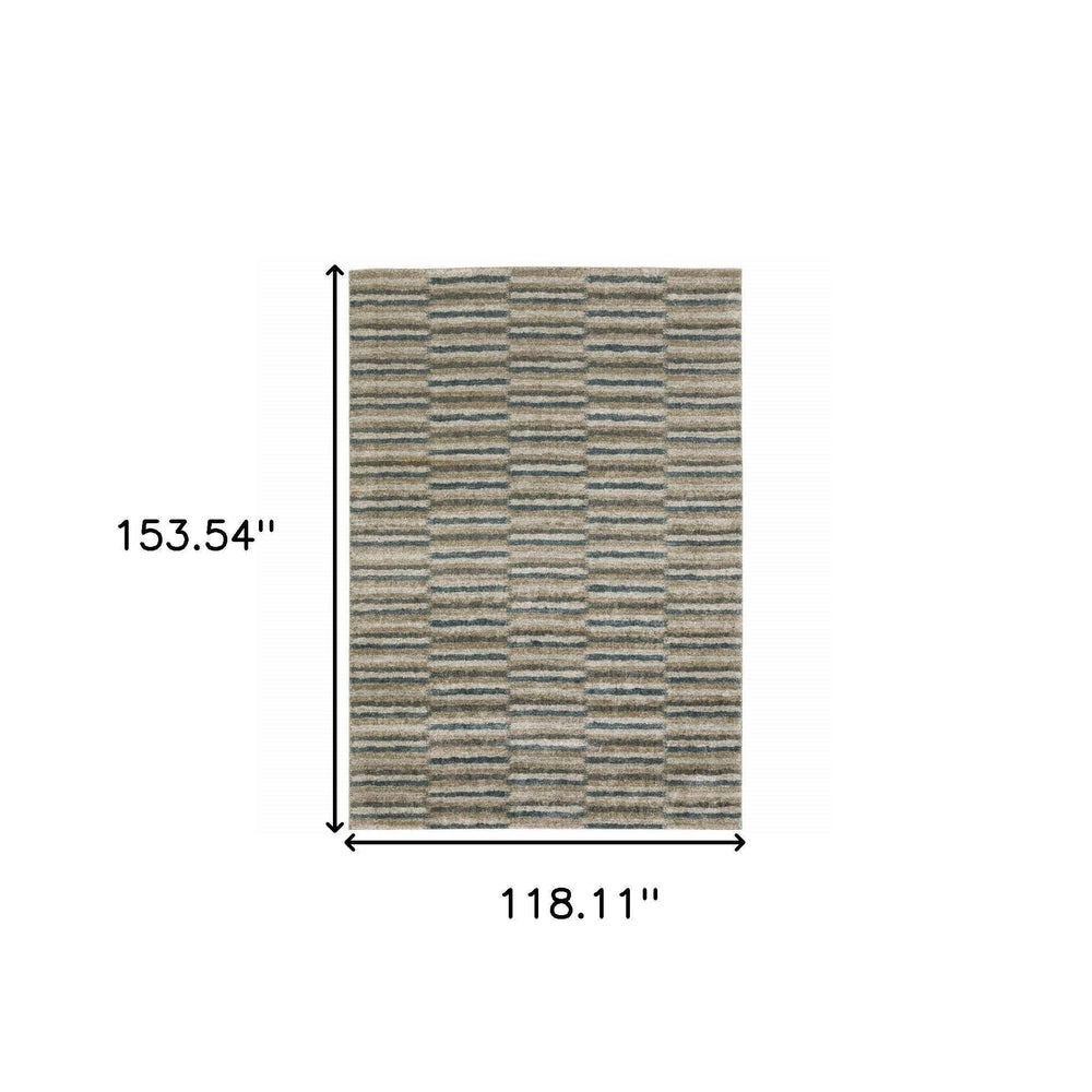 10' X 13' Teal Blue Geometric Power Loom Area Rug - Homeroots - Flyclothing LLC