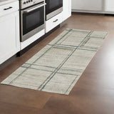 8' Runner Grey Teal Beige and Tan Geometric Power Loom Runner Rug - Homeroots - Flyclothing LLC