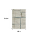 5' X 8' Grey Teal Beige and Tan Geometric Power Loom Area Rug - Homeroots - Flyclothing LLC