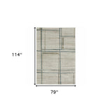 7' X 10' Grey Teal Beige and Tan Geometric Power Loom Area Rug - Homeroots - Flyclothing LLC