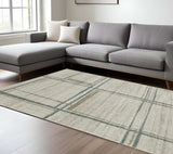 7' X 10' Grey Teal Beige and Tan Geometric Power Loom Area Rug - Homeroots - Flyclothing LLC