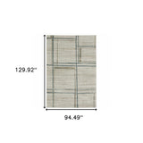 8' X 11' Beige Blue and Gray Geometric Power Loom Area Rug - Homeroots - Flyclothing LLC