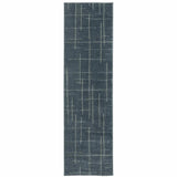 8' Runner Blue and Gray Geometric Power Loom Runner Rug - Homeroots - Flyclothing LLC