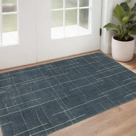 3' X 5' Blue and Gray Geometric Power Loom Area Rug - Homeroots - Flyclothing LLC