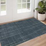 3' X 5' Blue and Gray Geometric Power Loom Area Rug - Homeroots - Flyclothing LLC