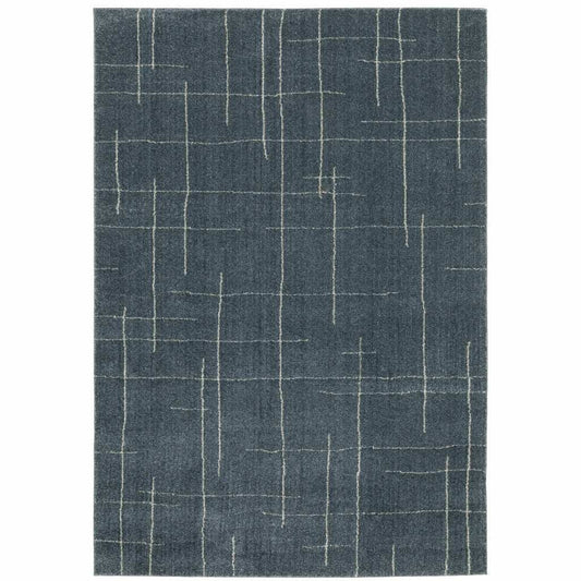 5' X 8' Blue and Gray Geometric Power Loom Area Rug - Homeroots - Flyclothing LLC