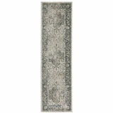 8' Runner Blue and Gray Oriental Power Loom Runner Rug - Homeroots - Flyclothing LLC