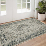 3' X 5' Blue and Gray Oriental Power Loom Area Rug - Homeroots - Flyclothing LLC