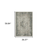3' X 5' Blue and Gray Oriental Power Loom Area Rug - Homeroots - Flyclothing LLC