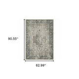 5' X 8' Blue and Gray Oriental Power Loom Area Rug - Homeroots - Flyclothing LLC