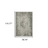 7' X 10' Blue and Gray Oriental Power Loom Area Rug - Homeroots - Flyclothing LLC