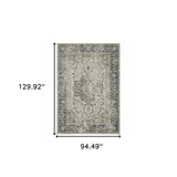8' X 11' Blue and Gray Oriental Power Loom Area Rug - Homeroots - Flyclothing LLC
